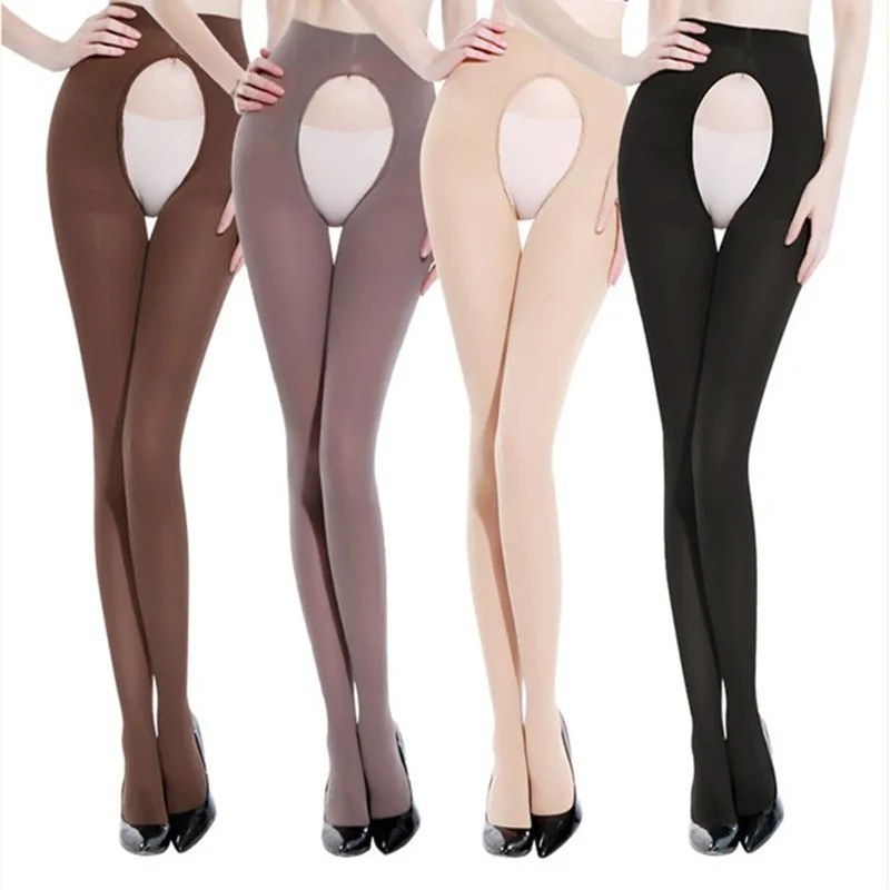 

DOIAESKV Plus Size Women Tight Open Crotch 120D Autumn Winter Warm Pantyhose High Waist Female Stretchy Slim Skinny Velvet Tight