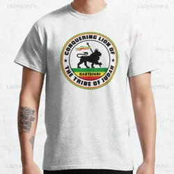 Rasta Lion Judas T-shirt Headset Jamaican Rastafarian Zion Men High Quality Cotton Undershirt Casual Breathable Street Clothing