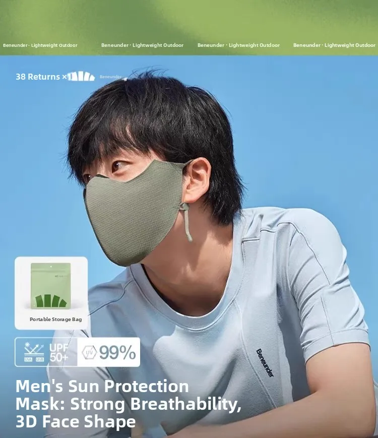 

Bananain AS337₂₄ Men's Breathable Eye Protection Sunscreen Face Mask UV Protection 3D Mask Outdoor Dustproof Cotton Fabric