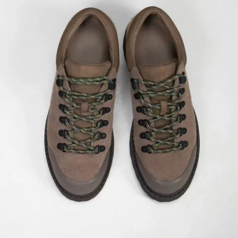 Outdoor mountaineering shoes made of cowhide material rubber thick sole, anti slip and wear-resistant real leather hiking shoes