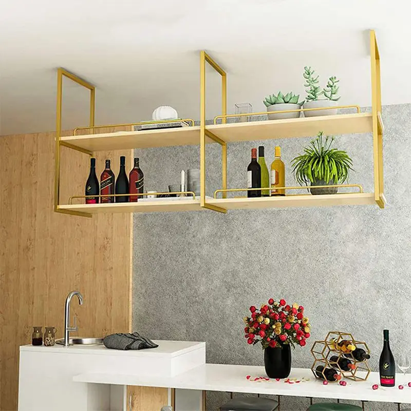 Wrought iron bar counter hanger rack restaurant wine upside down storage rack hanging cabinet flower rack wall storage decoratio