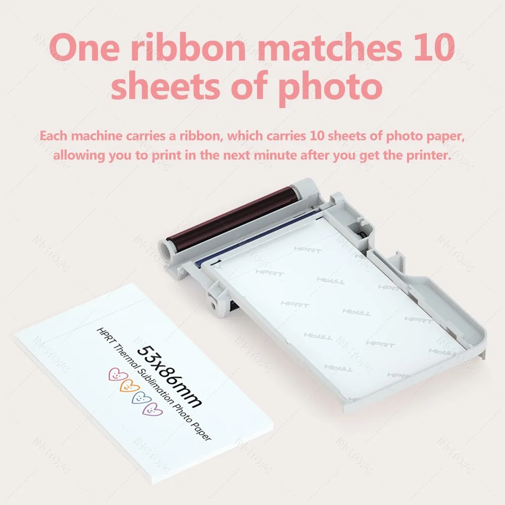 20sheets ~ 60sheets HPRT CP2100 Mini Photo Printer 2x3 '' Color Paper Thermal Transfer Printing 53x86mm Photo Paper & Ribbon