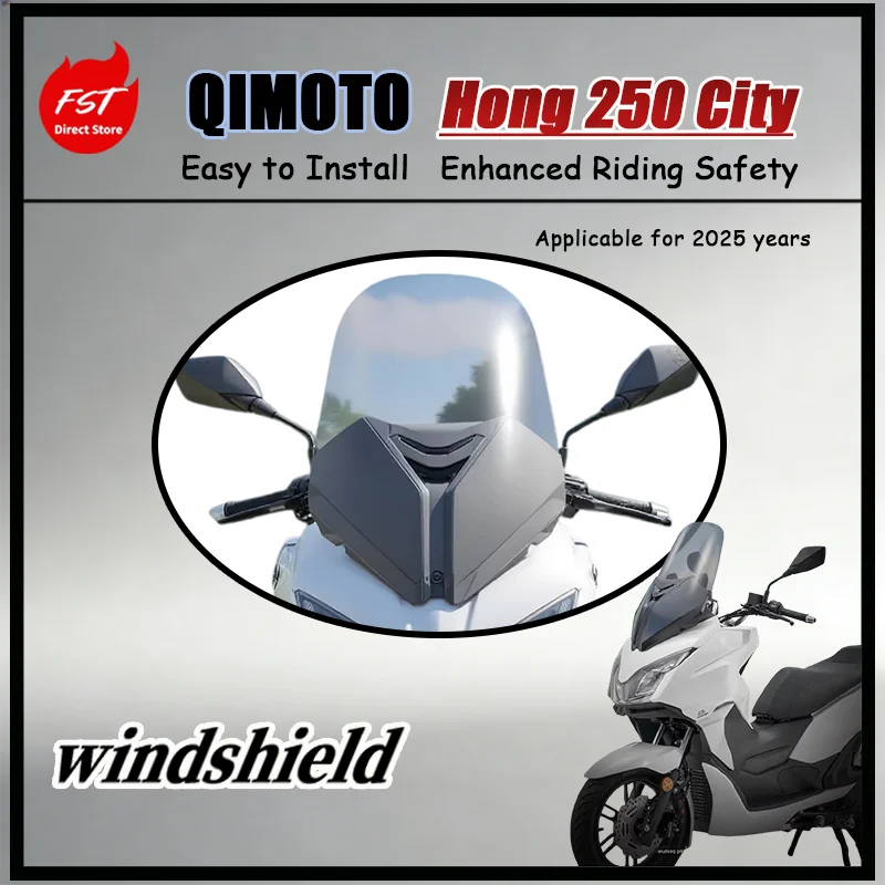 

FOR 2025 QJ Hong 250 City Upgraded Heightened Windshield Windproof Accessory for Motorcycle Stable Structure, Long Service Life