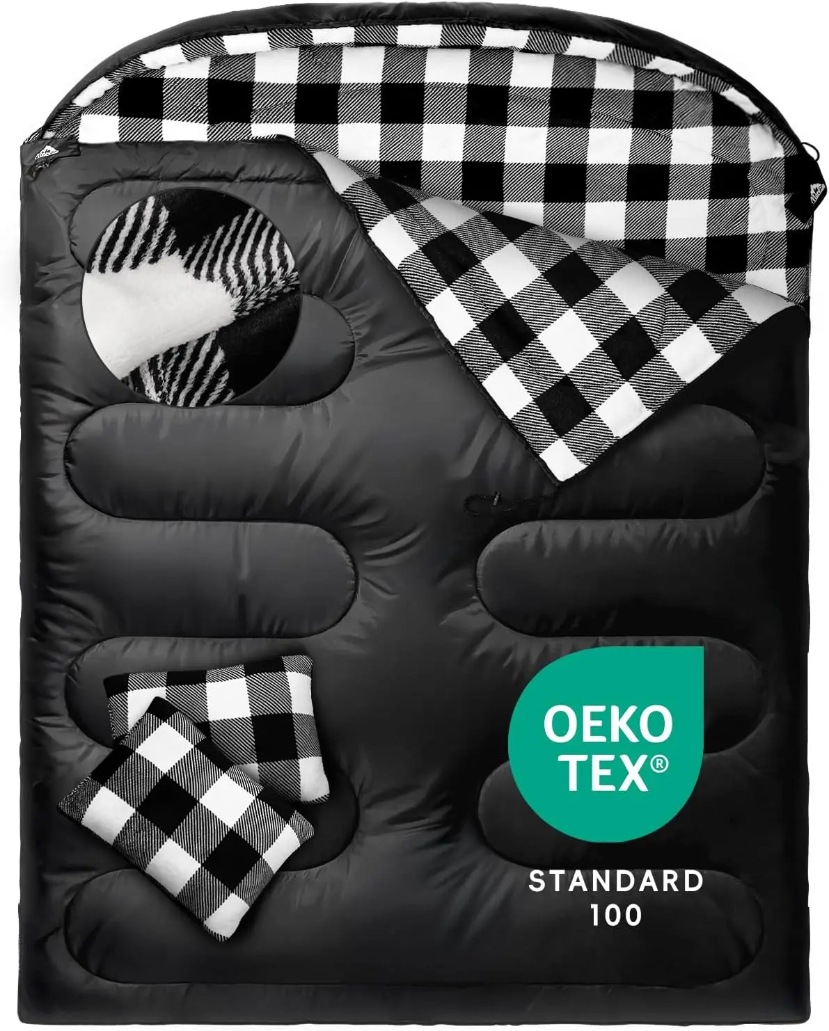 

Фланелевый спальный мешок XL Queen Size для взрослых, двухместный, всесезонный, с подушкой, для кемпинга, для холодной погоды до -0 градусов