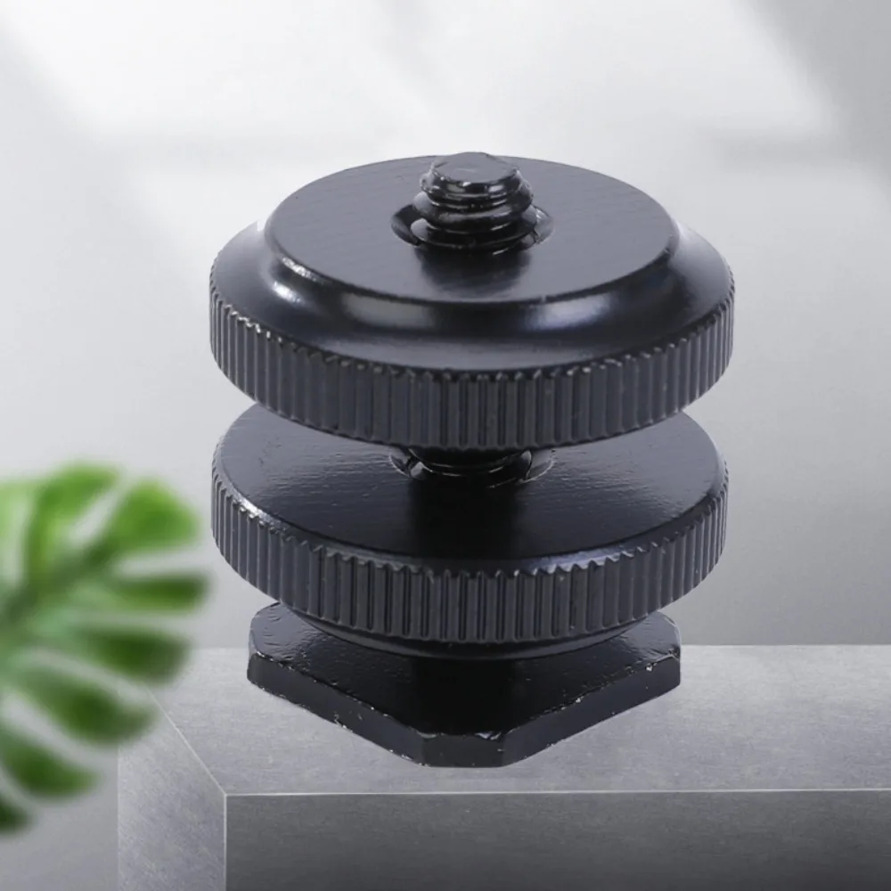 Nieuwe Aluminium Warm/Koude Schoen Mount Schroefdraad 1/4 "Flash Adapter Dual Moer Enkele Moer Statief Mount Camera Accessoires