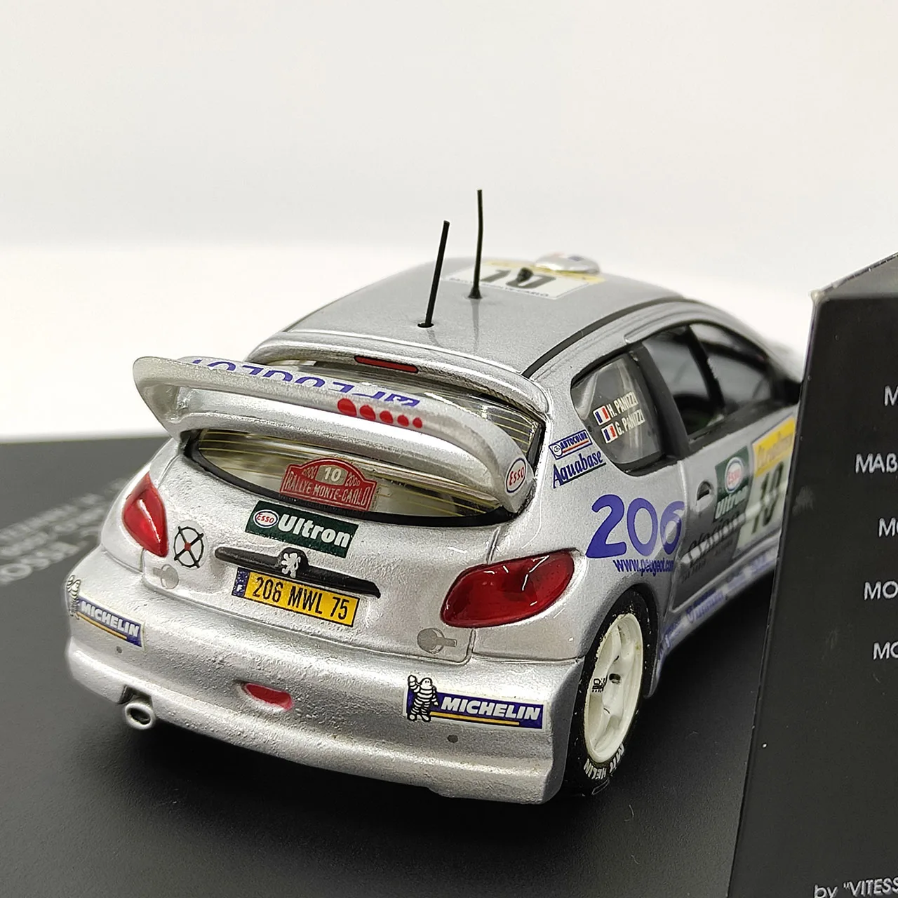SKID 1:43 Scale PEUGEOT 206 WRC ESSO Silver Alloy Car Model