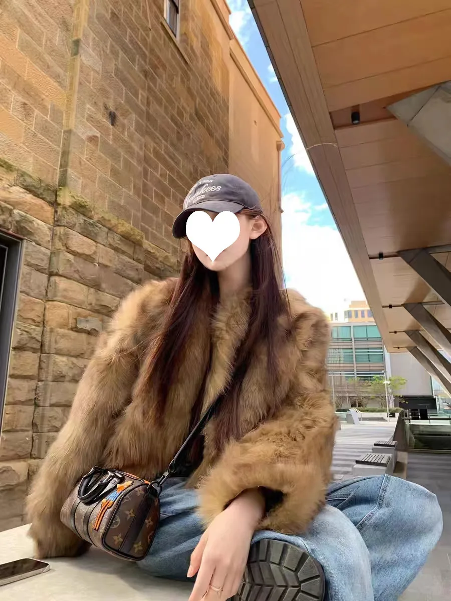 

Реконструкционное винтажное американское коричневое экологически чистое пальто из искусственного меха, роскошный дизайн, верхняя одежда для женщин, свободная посадка