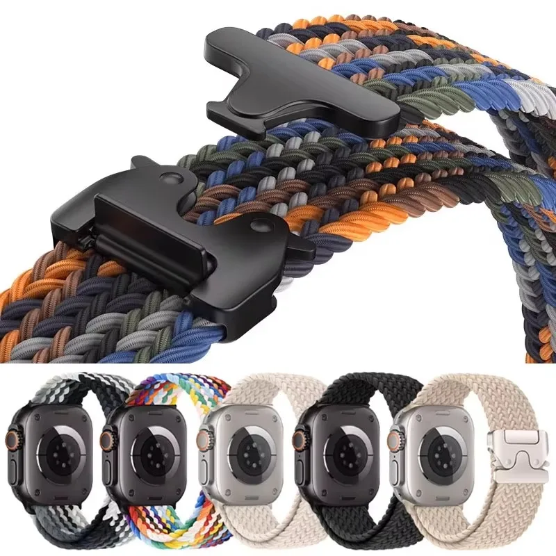 Braided Band For Apple Watch Ultra 2 49mm Strap 44mm 46mm 42mm 40mm 45mm 41mm Bracelet Wristband iWatch Series 10 9 8 7 6 5 4 SE