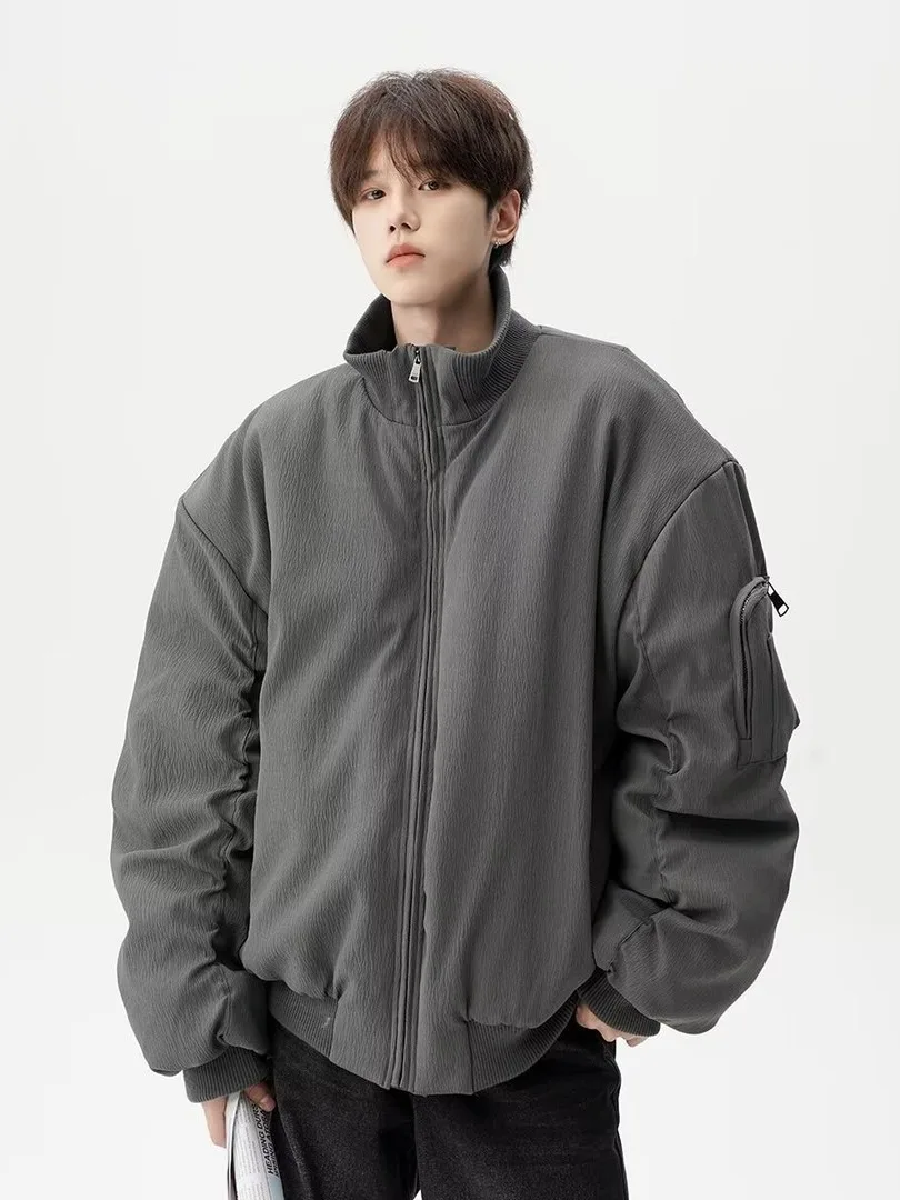 

American Sle Thiened Cotton Flight Jaet Men's Winter Coat Stand Collar ort Warm Casual Faion Outerwear Coat