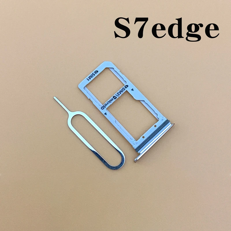 For Samsung Galaxy S7 edge G935 G935F G935A Single Dual Plastic Nano Sim Card Tray Slot Holder Gold/Silver/Grey With Free Pin