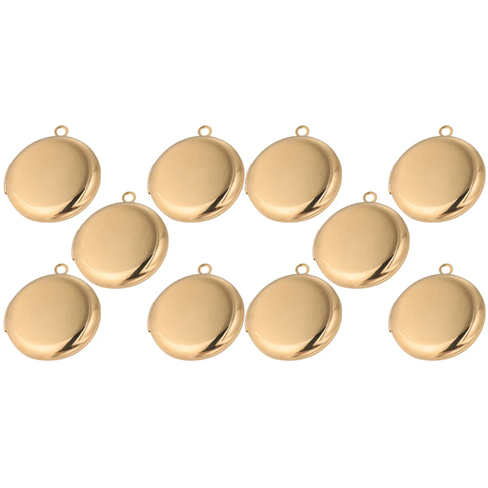 

10 Pcs Rose Gold Stainless Steel Round Photo Frame Locket Pendant Accessories Necklace Jewelry Gifts Valentine
