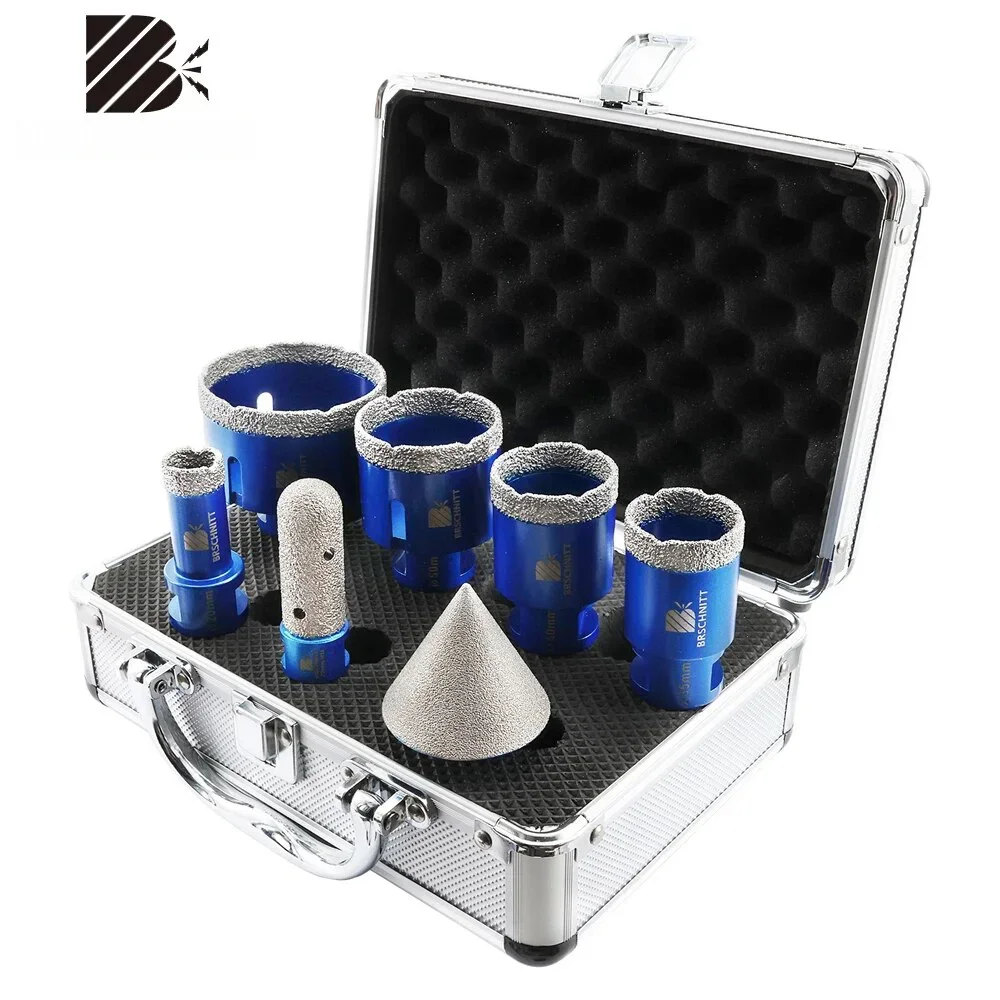 

BRSCHNITT 7Pcs Dia 20-68mm Diamond Drilling Bit Kit Tile Cutter for Ceramic Marble Granite M14 Hole Saw 50mm Chamfer Milling Bit