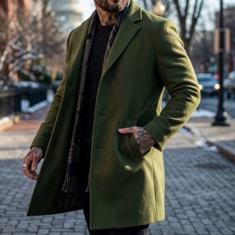 Men’s Plain-Coloured Jackets for Autumn/Winter: Single-Breasted Casual Blazers for Commuting Office Outerwear Jackets Man