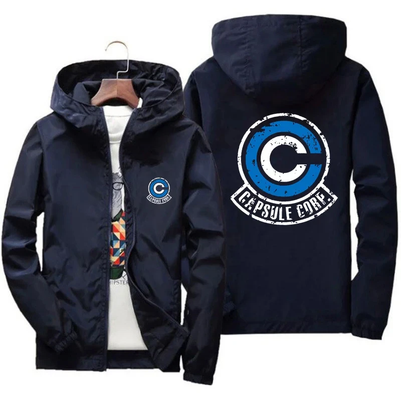 Capsule Corp Cool Dynocaps Anime Gym Men's Hooded Sports Shirt Men's Spring and Autumn Hooded Fishing Outdoor Sports Jacket