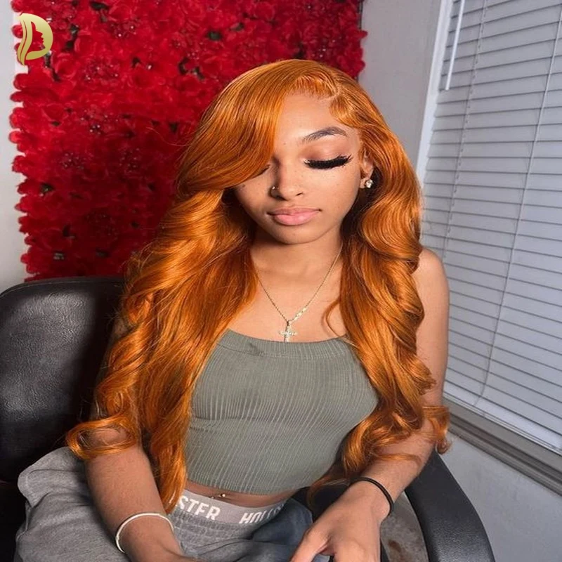 13x6 Hd Body Wave Lace Frontal Wigs Human Hair 100% 350 Ginger Orange Brazilian 13X6 Human Hair 13X4 Lace Front Human Hair Wig