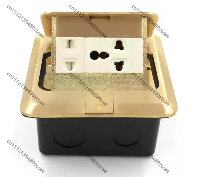 Full Copper Pop-up Floor Socket Box Multi-function 5-Hole Power Outlet For Office Commercial Use