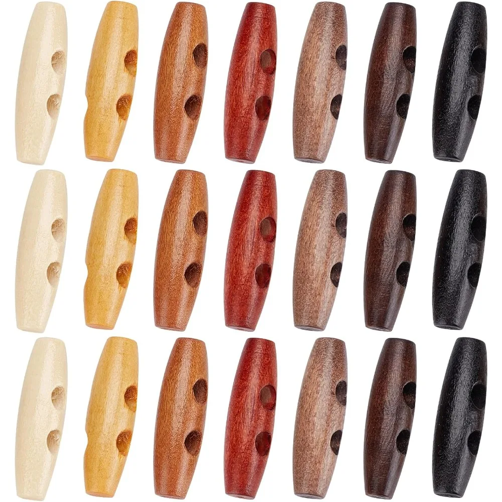 70Pcs Oval Wooden Buttons Horn Toggle Shape Buttons Accessories 2 Holes Wood Sweater Coats Buttons for Jacket Clothing Sewing