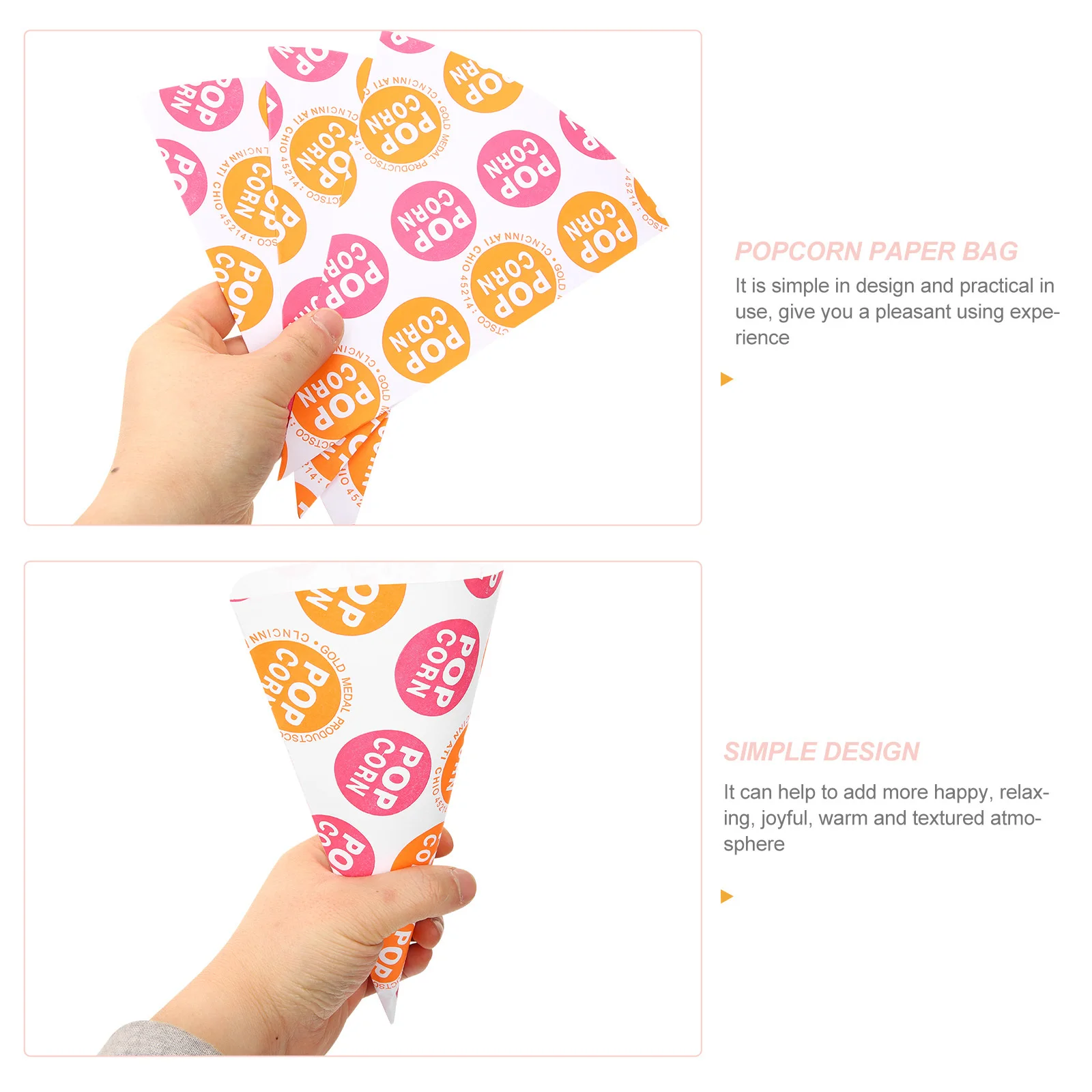 

50Pcs Popcorn Paper Cone Bags Party Treat Snack Candy Cookies Cone Bags Halloween Christmas Wedding Popcorn Cones