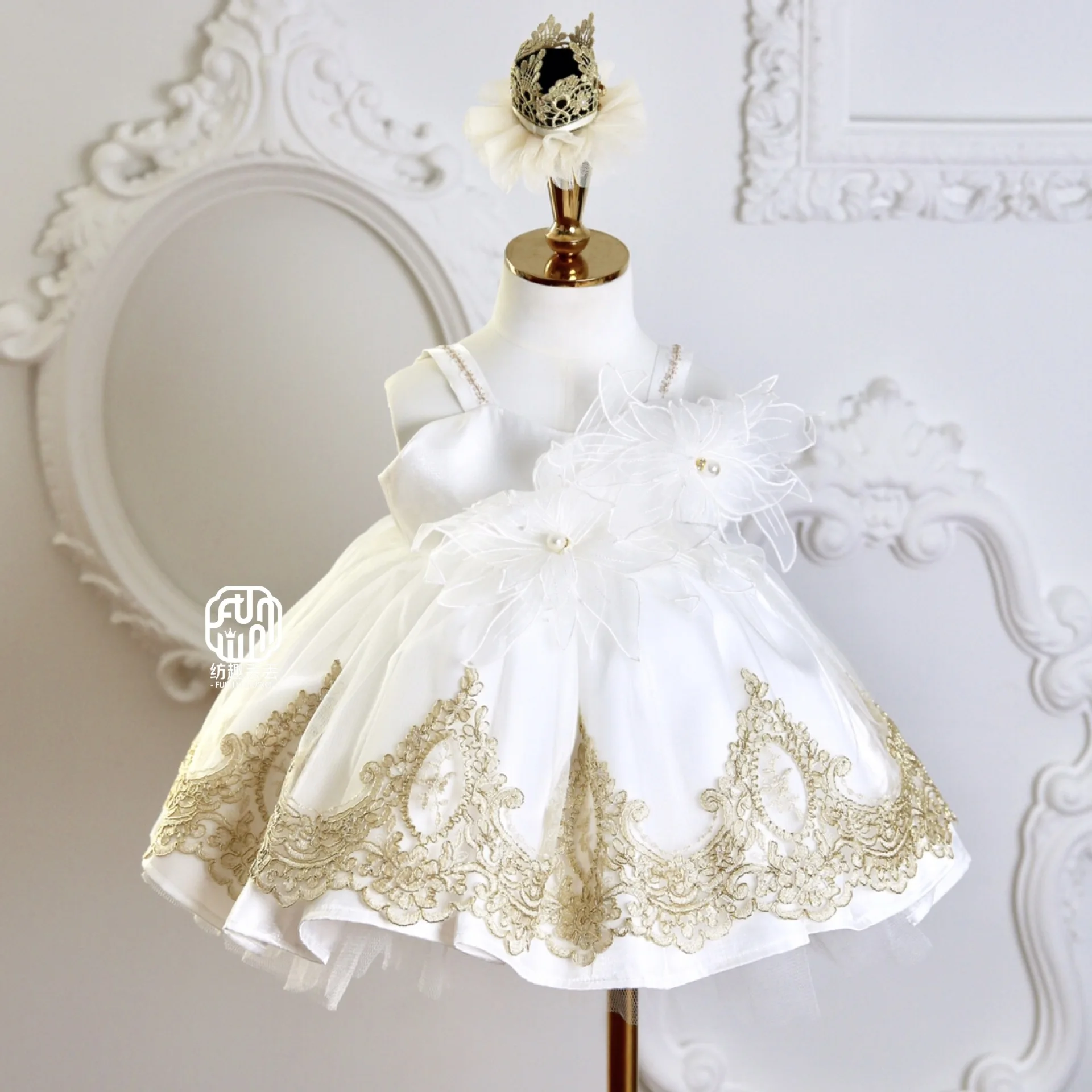 

Toddler Girls 1st Birthday Clothes Appliques Baby Baptism Gown Kids Wedding Party Elegant Princess Vestidos Christmas Costume