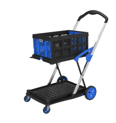 Best-selling Multifunctional Folding Double-Decker Car Portable Storage Trolley Picture Gallery Office Warehouse Moving Trolley
