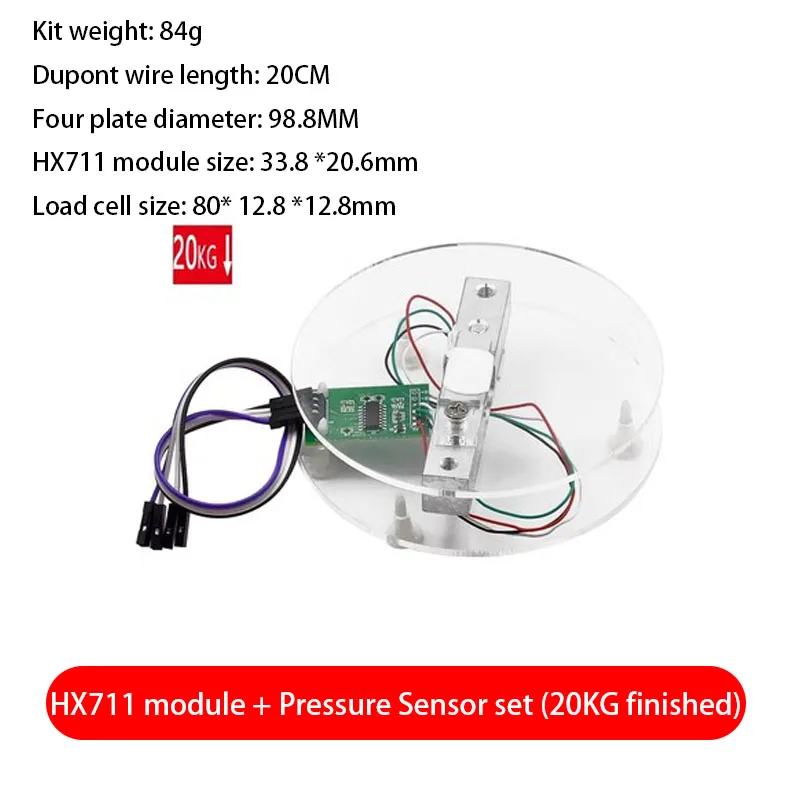 Digitaler Wägezellen-Gewichtssensor HX711 AD-Konverter Breakout-Modul 1 kg-20 kg tragbare elektronische Küchenwaage für Arduino-Waage – Detail 1