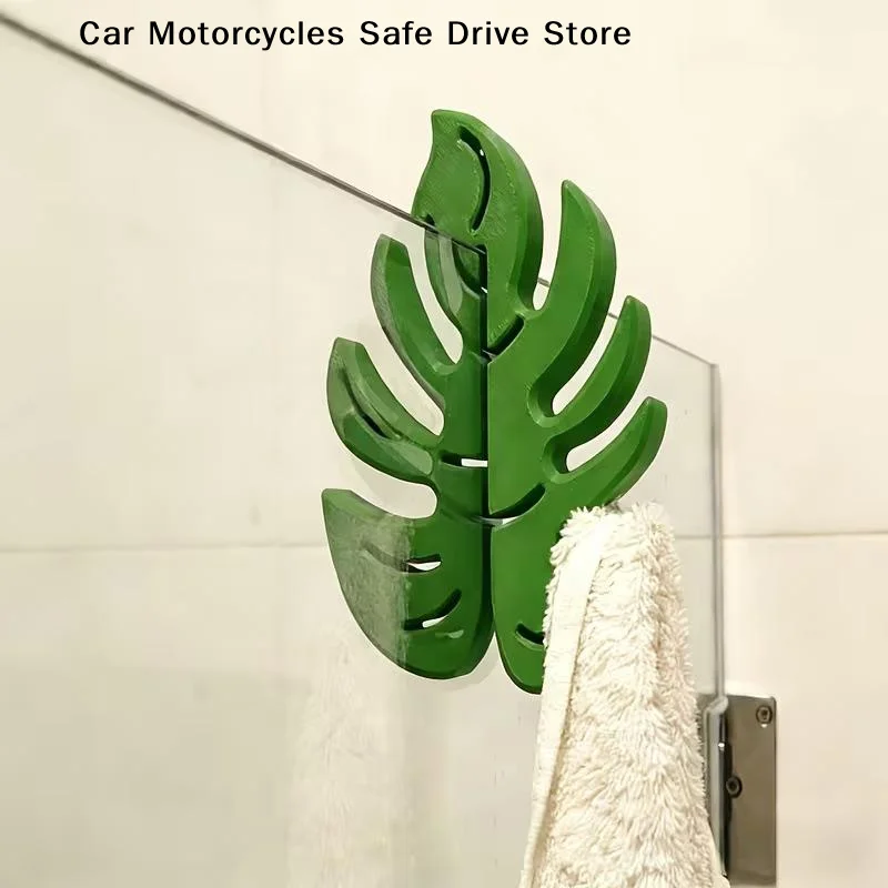 【M】Grüner Monstera-Blatt-Haken für die Duschtür, ohne Bohren, perfekt zum Aufhängen von Handtüchern im Badezimmer, tropische Heimdekoration