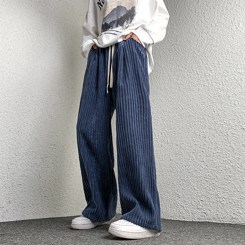 Oversized Pants Tradition Casual Autumn Wide-leg Trousers Harajuku Corduroy Streetwear Straight Pants Male Elastic Waist Loose