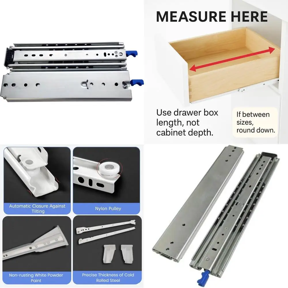 

Full Extension 12-Inch Heavy Duty Drawer Slides with 500 LB Load Capacity for 3600 Series Cabinets