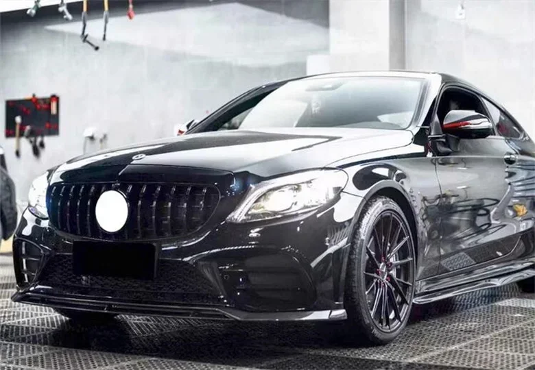 Pro benz C třída W205 C205 C43 coupé 2019 2020 2021 opravdový uhlík vlákno přední tlumič lippe spoiler klapky obal tělo souprava