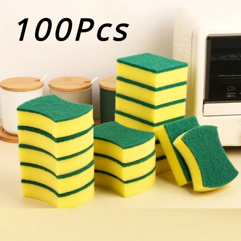 100/20pcs Dishwashing Sponge Kitchen Nano Emery Magic Clean Rub Pot Rust Focal Stains Sponge Removing Kit Cleaning Brush Sponges