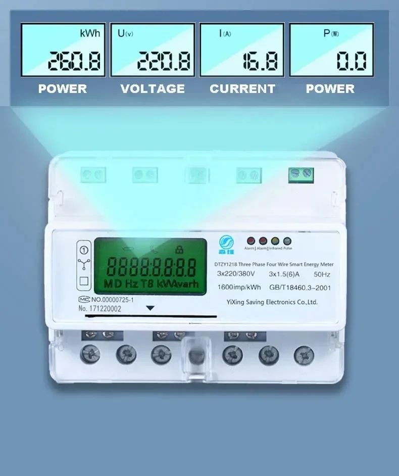 2025 Customized 5-80A Electricity Meter Electrical IC Card Instrument 3 Phase Din Rail Multi-Function Energy Meter Remote Contro