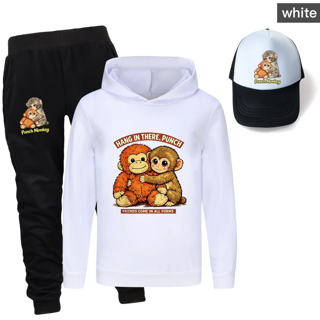 Kids punch monkey  Clothing Boys Long Sleeve Sport Suits Hoodies Tops+Pants +hat Sets Child Costume Birthday Suit 0 sold5545