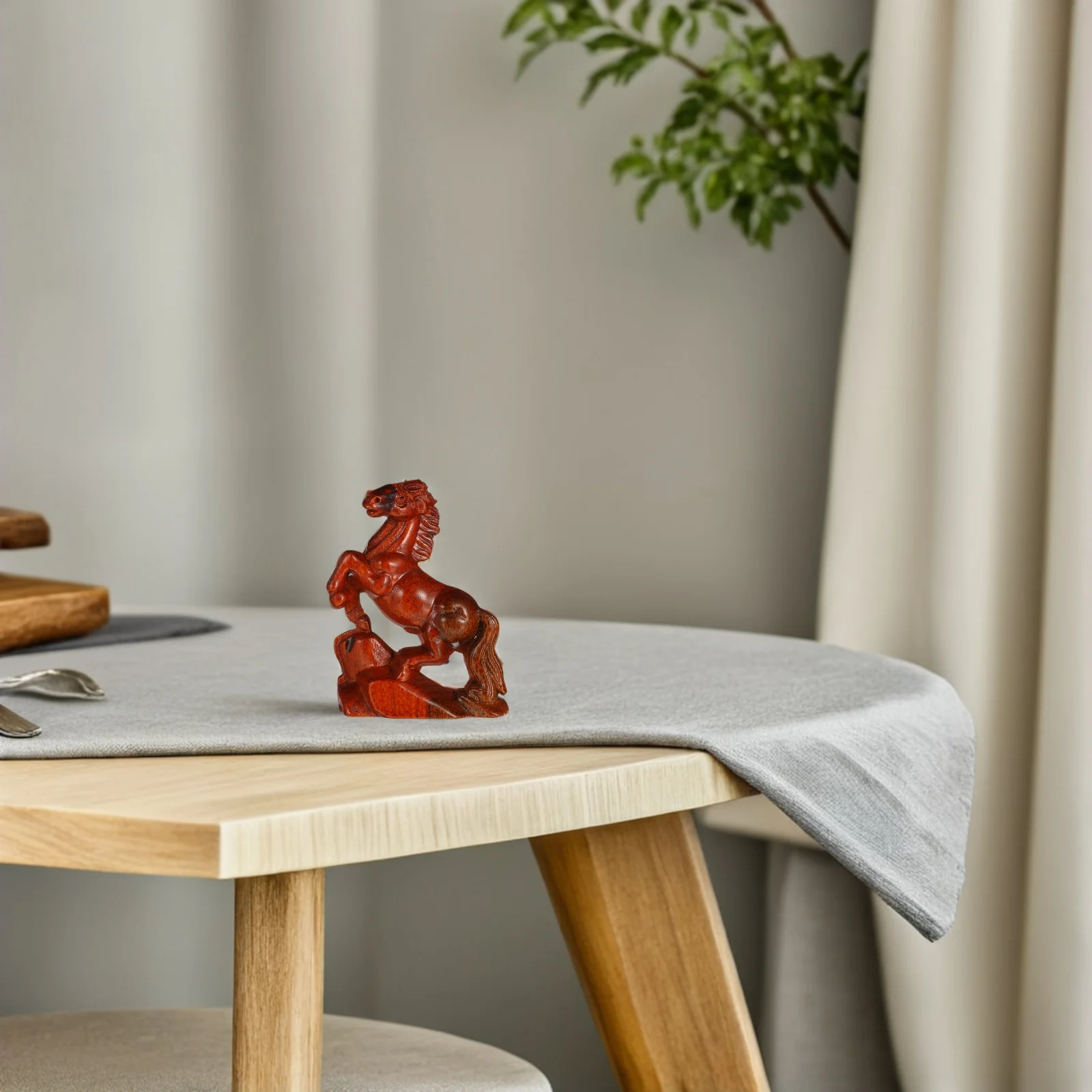

Hand-Carved Wooden Horse Statue Standing Animal Sculpture Rustic Home Decor Tabletop Living Room Office Bedroom