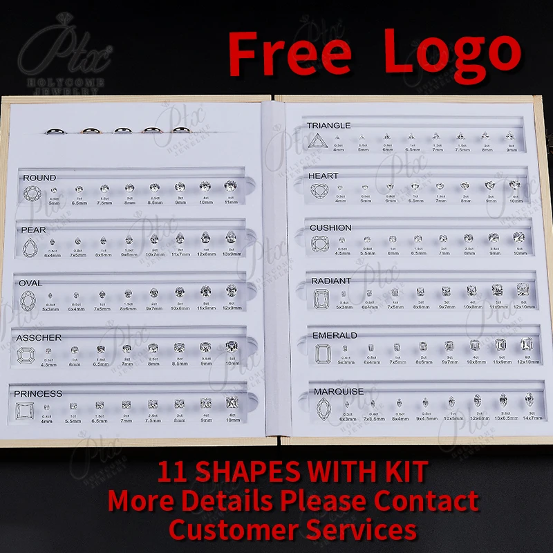 

Free LOGO 5A Cubic Zirconia Diamond Carat Customize Comparison Chart Set Ring Size Reference All Shapes Gemstones Jewelry Making