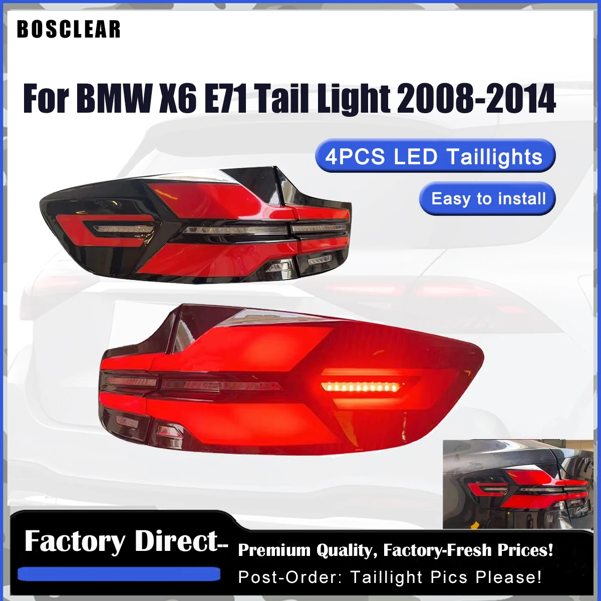 

Full LED Taillamp Assmebly For BMW X6 E71 2018-2014 upgrade 2025 New Style LED Flowing Turn Signal Taillights Lamp Plug And Play