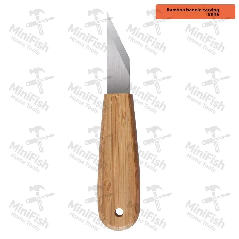 Handcrafted pointed carving knife, long blade, oblique edge knife, walnut wood flat handle trimming knife, wood carving woodwork