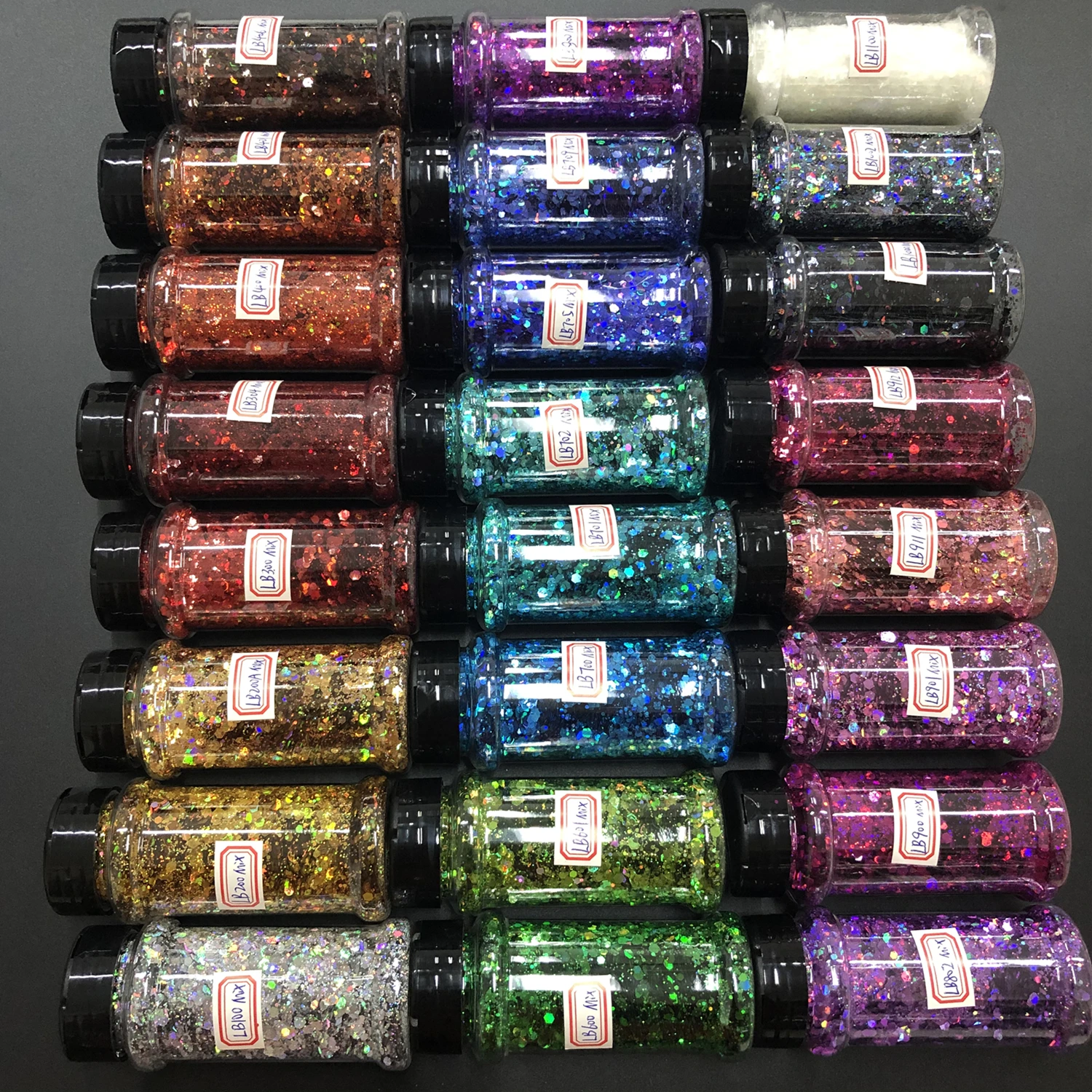 24 colors Rainbow Laser Chunky Nail Sequins Holographic Craft Tumbler Glitter in 2oz Shaker（57gram）