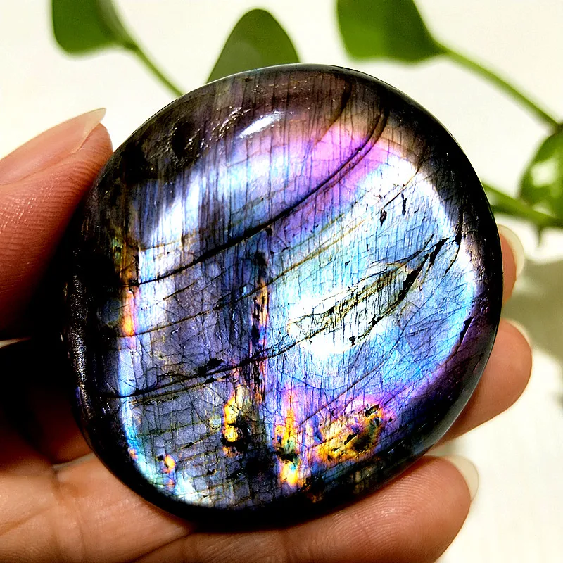 Natural Stone Finland Labrador Palm Stone Meditation Chakra Spiritual Healing Feng Shui Crystal Home Decoration