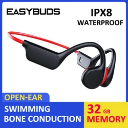 EASYBUDS z przewodnictwem kostnym Bluetooth słuchawki bezprzewodowe IPX8 podwodne pływanie otwarte słuchawki douszne 32GB IP68 wodoodporne słuchawki