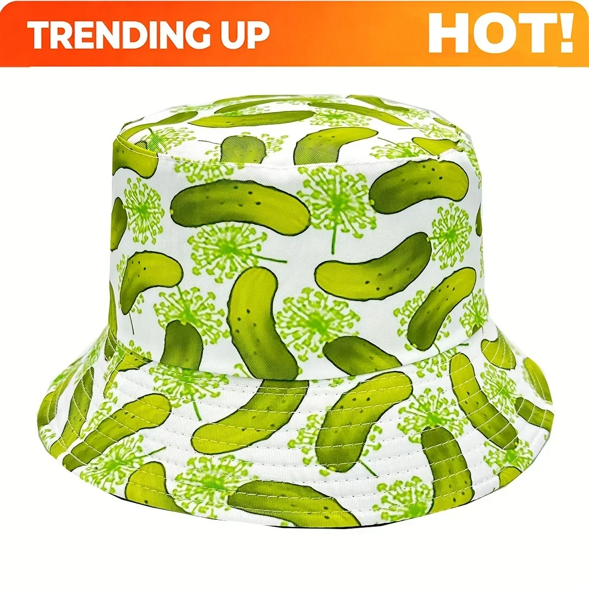 Customization 1pc Unisex Reversible Cucumber Pattern Bucket Hat, Casual Novelty Lightweight Sun Protection Cap, Cartoon Themed,