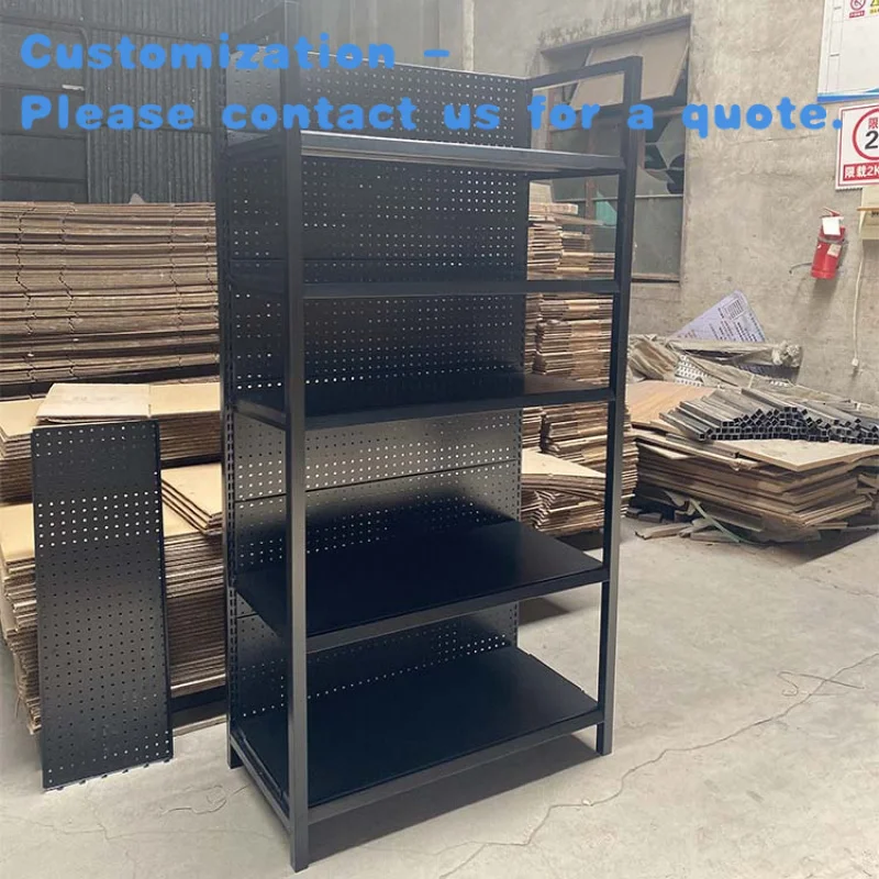 

custom.Factory Custom Black Supermarket Display Rack 5 Layers 4 Post Shelf Double Side 93*45*180CM Metallic 93*45*180CM Custom