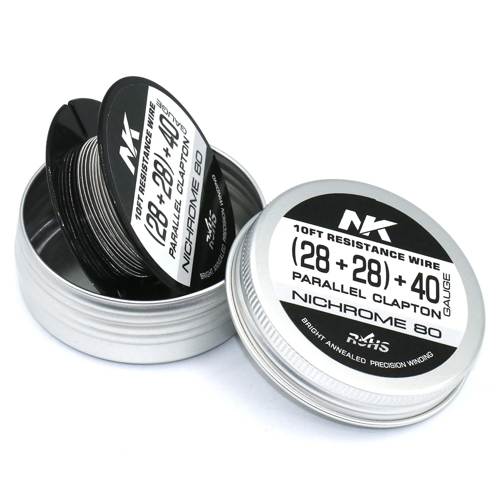 NK Fused Clapton Wire AWG 28 Gauge Tricore Alien Top Quality Ni80 Ni90 SS316L A1 Resistance Heating Wire 10 Feet