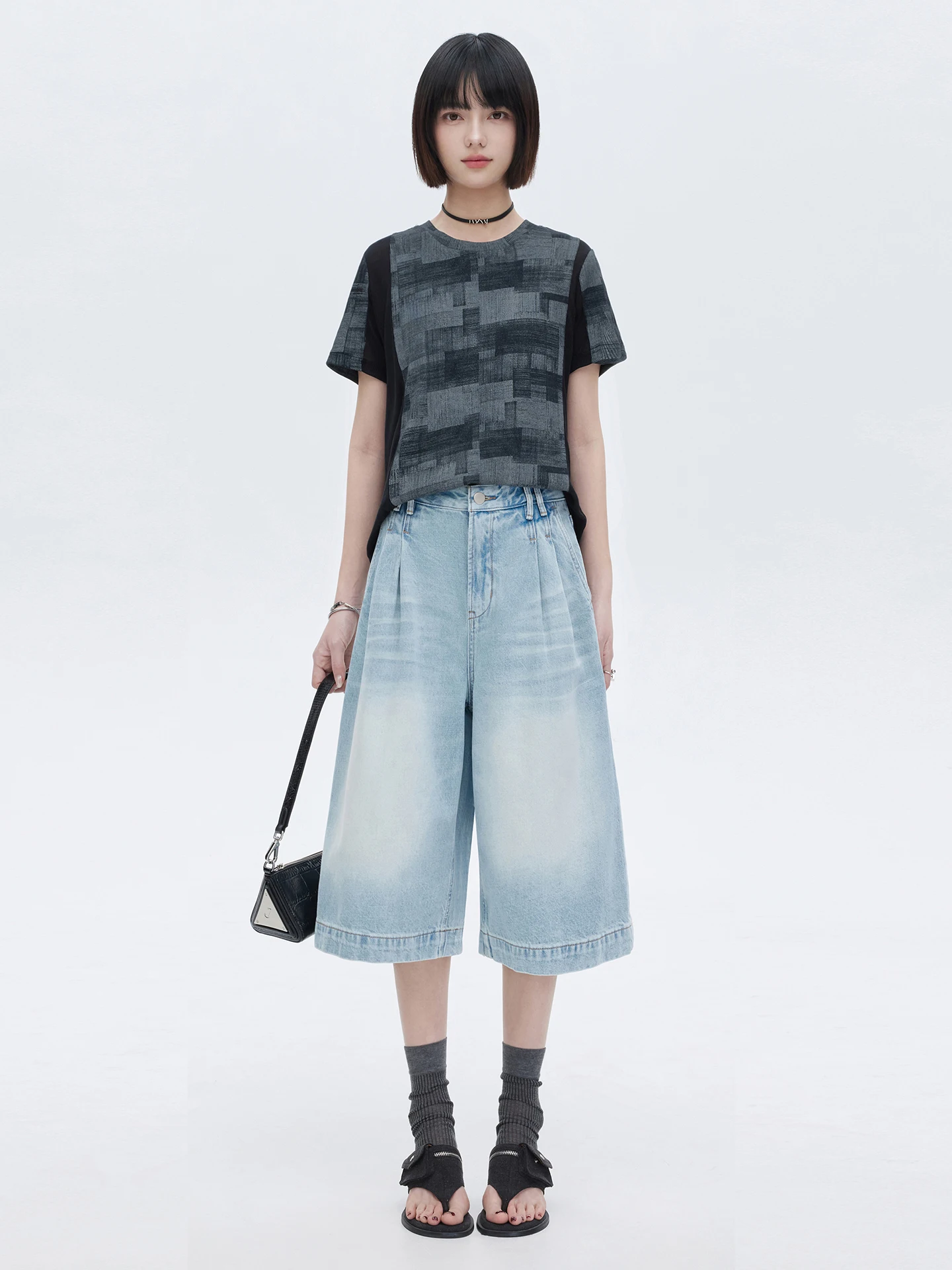 

Женские джинсы с высокой талией и широкими штанинами, светло-голубые, из хлопкового денима, в стиле ретро, длиной 7 дюймов, летние повседневные брюки