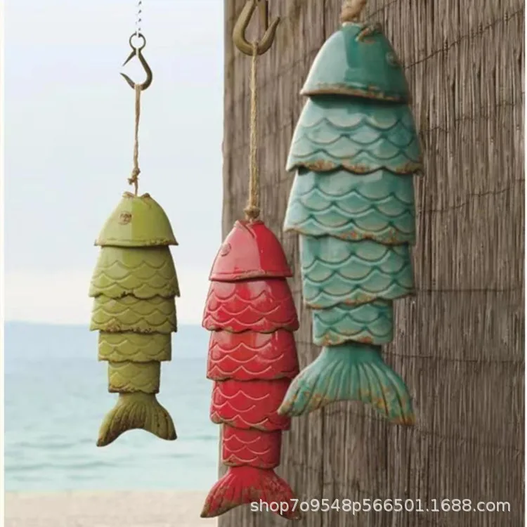 New Fish Wind Chime Color Koi Fish Wind Chimes Metal Crafts Outdoor Eaves Hanging