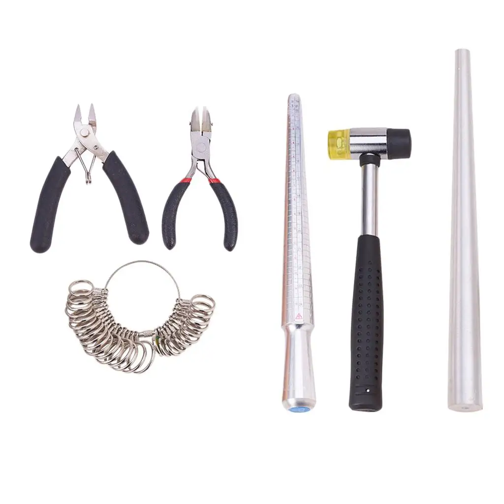 Ring Sizer Jewelers Rubber Hammer, Ring Sizer Sizer Guage Jewelry Tools Pliers Kit for Jewelry Rings Making Measuring