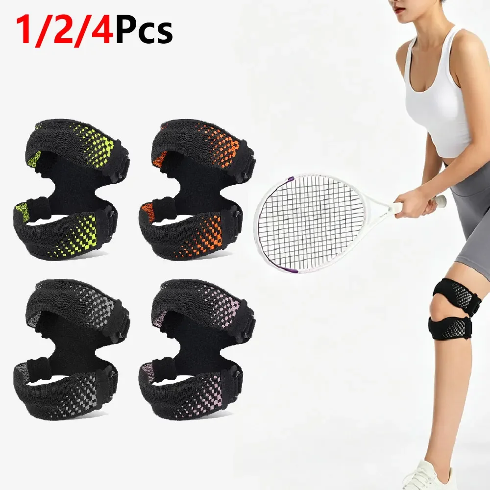 1/2/4Pcs X-Type Patella Knee Strap, Adjustable Compression Knee Brace with Silicone Pad for Running Gym Hiking Sports Men Women