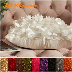 Polyester Satin 3D Plant Leaves Embroidery Pillowcase 11 Color Modern Decorative Sofa Pillow Cover New Year Christmas Home Decor