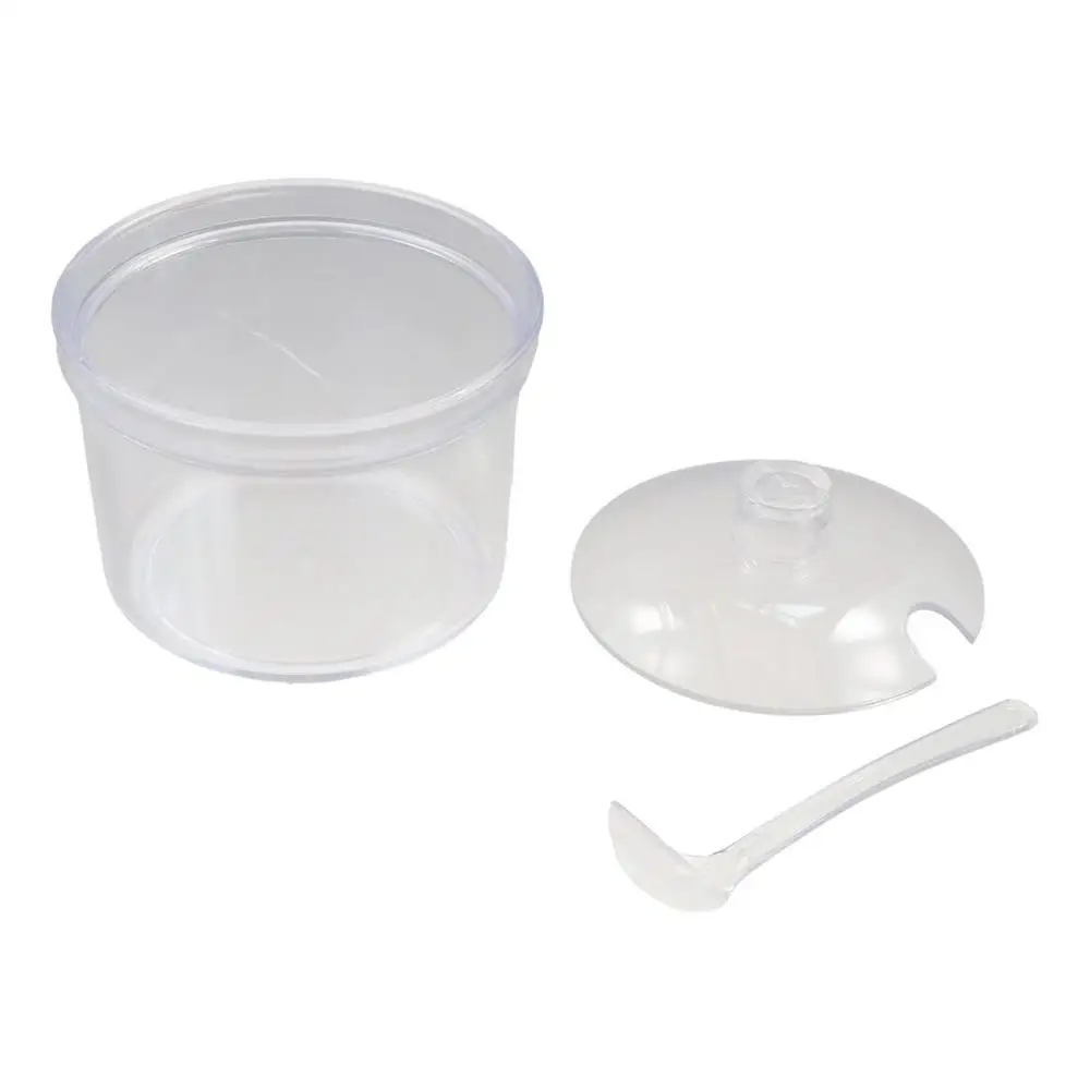

With Spoon and Lid Acrylic Sugar Bowl Anti-fall Visible Seasoning Jar Transparent Condiment Container Chili Sauce