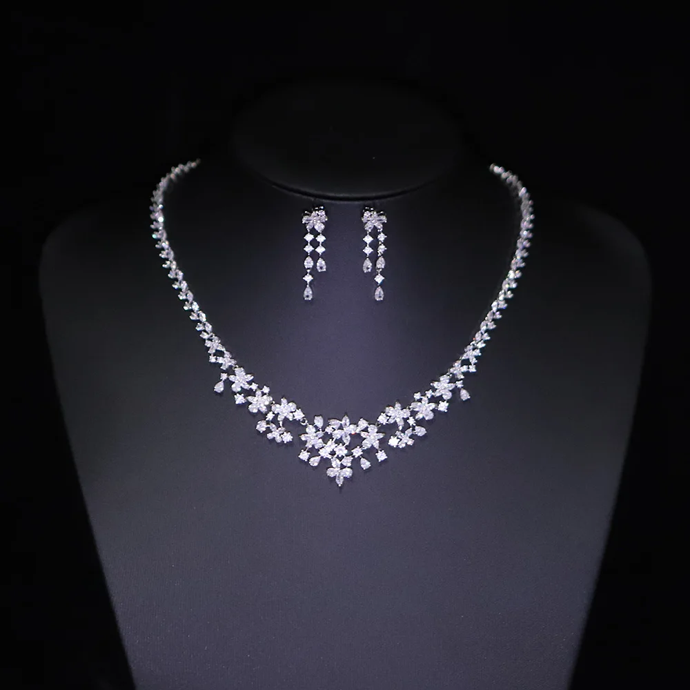

Women's Wedding Jewelry collection - Necklace earrings Cubic Zircon high quality engagement accessories