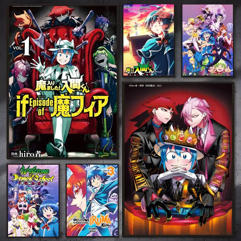 Anime Welcome to Demon School! Iruma-kun Poster Self-adhesive Waterproof Paper Sticker Coffee House Bar Room Wall Decor